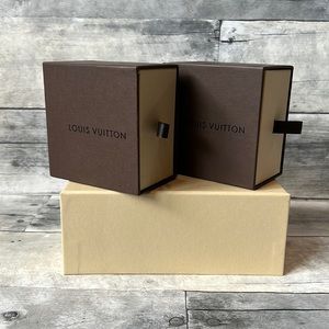 Two Louis Vuitton square gift boxes. 3.5”x3.5”x2”